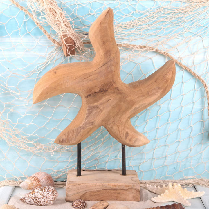 Große Seestern Dekofigur aus Holz 40 x 28 cm - maritime Holzfigur - Foto 2