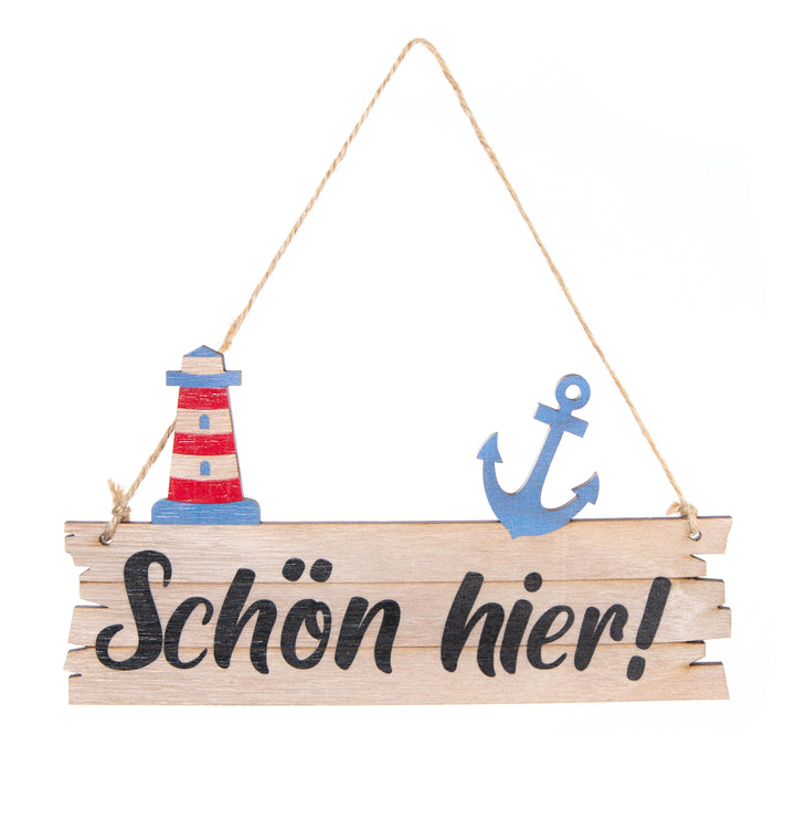 Maritimer Wandhaken mit Anker-Motiv - natur weiß  aus Holz