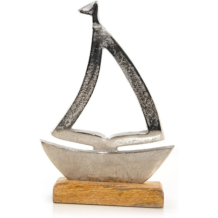 Maritimes Deko Set Seepferdchen + Segelboot aus Metall & Holz - Foto 3