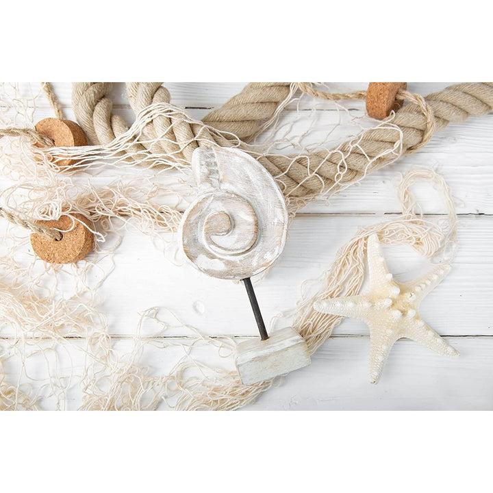 2 Muschel Figuren - Holz Deko zum Hinstellen weiß Shabby chic - Foto 3