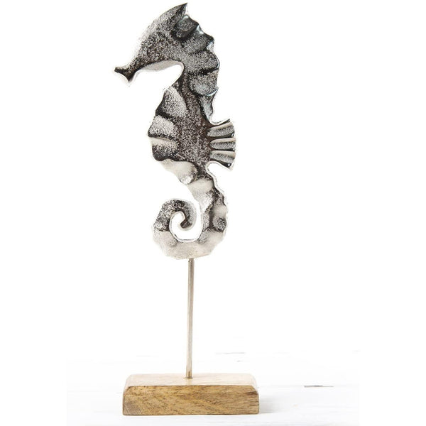 Seepferdchen Figur Silber braun auf Holzsockel - zum Hinstellen - Foto 1