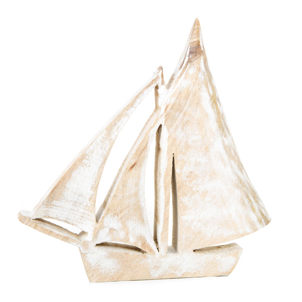 Maritimes Deko Set - Segelschiff + Anker aus Metall & Holz