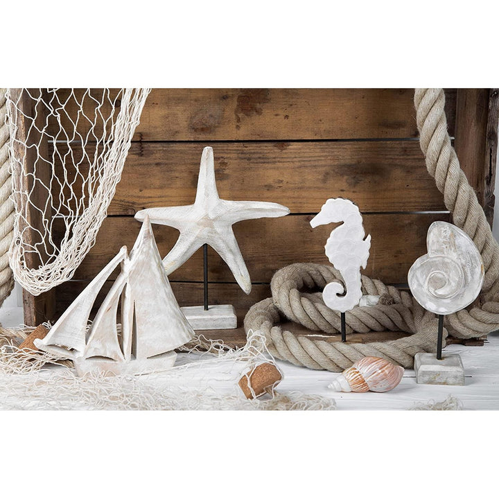 Holzschiff Figur weiß beige gekalkt - Segelschiff Deko aus Holz - Foto 3