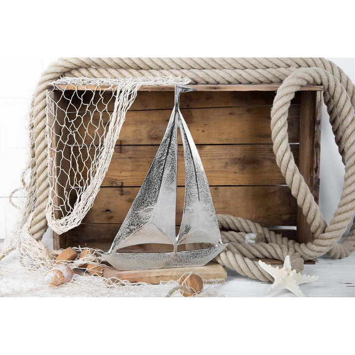 großes Deko Set maritim Silber braun Seegras + Schiff + Seestern + Seepferdchen Dekoset Geschenkset - Urlaub Meer Schaufenster - Foto 3