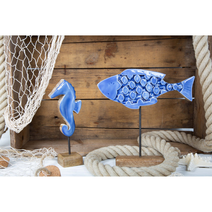 Deko Set maritim: Fisch + Seepferdchen Figur in blau - Foto 4