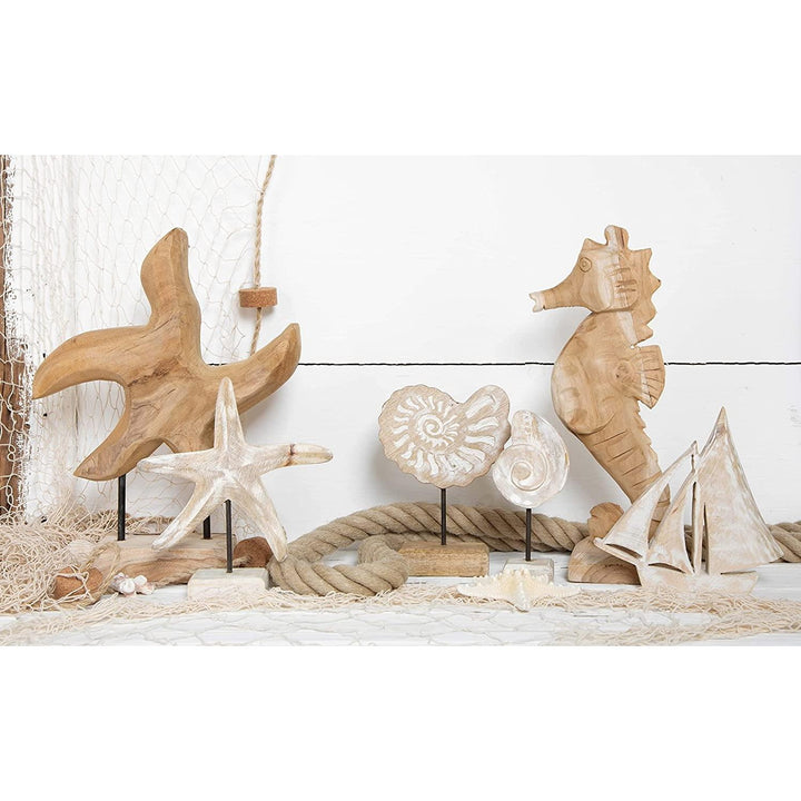 Naturdeko Set SEESTERN + Seepferdchen aus Holz Natur braun - Holzdeko zum Hinstellen maritim Meer Ozean - Foto 3