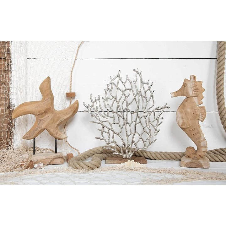 Naturdeko Set SEESTERN + Seepferdchen aus Holz Natur braun - Holzdeko zum Hinstellen maritim Meer Ozean - Foto 4