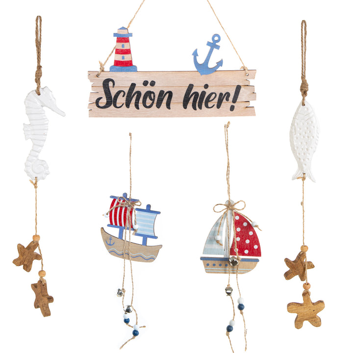 Maritime Deko Set 3 Figuren Segelschiff + Seestern + Fisch