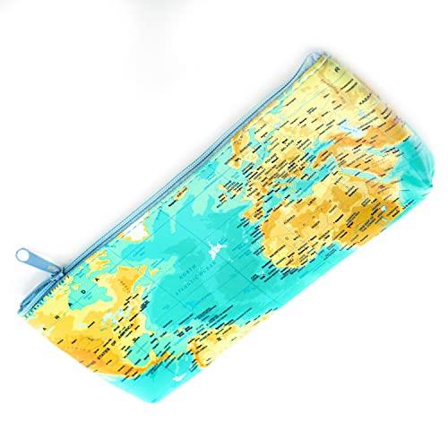 Kleines Federmäppchen mit Weltkarte-Motiv für Kosmetik und Stifte - Foto 1