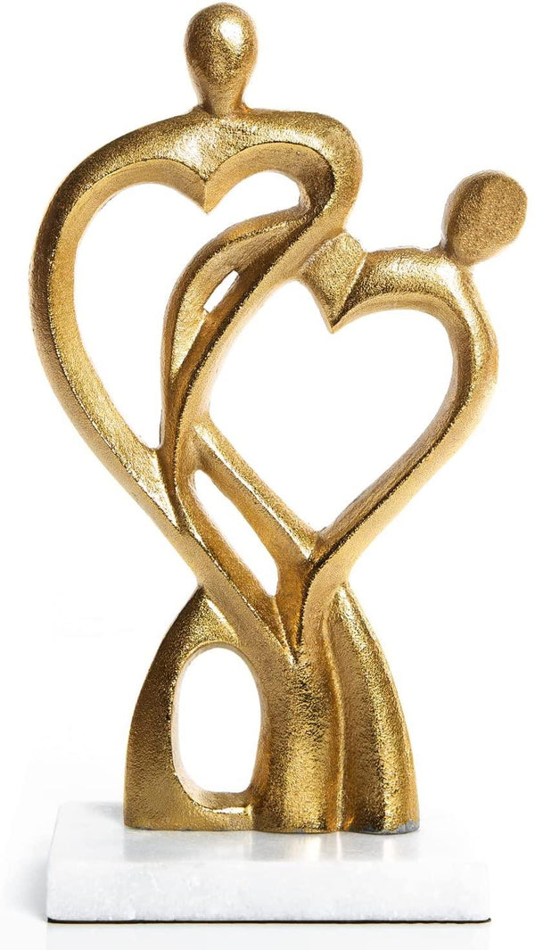 Katze Figur weiß gold aus Keramik & Metall - edle Katzenfigur