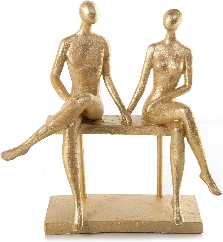Liebespaar Figur aus Metall - Pärchen Dekofigur silber schwarz 22 cm