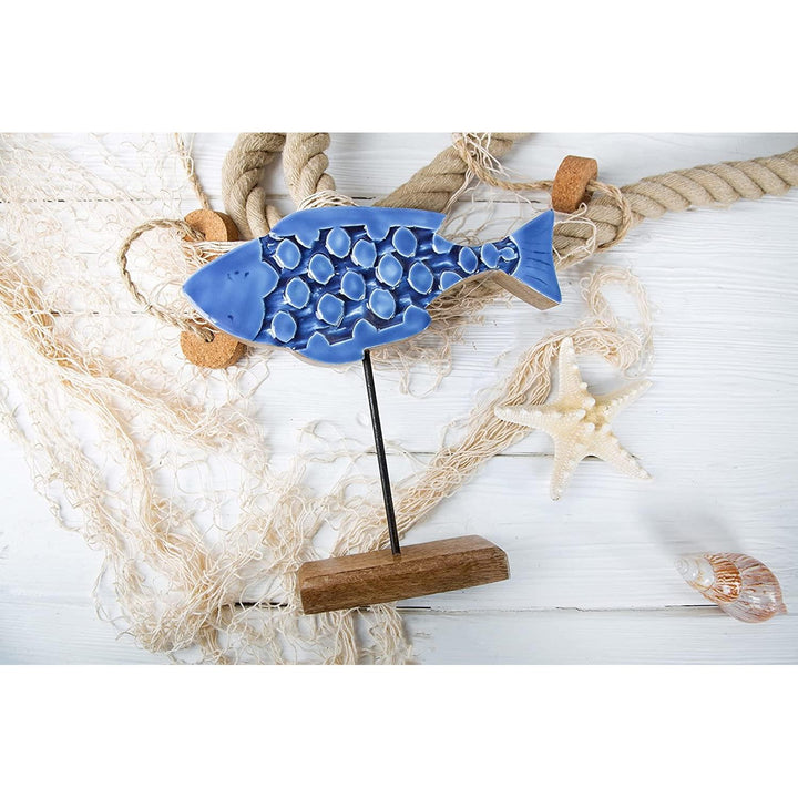 Maritime Deko Set 3 Figuren Segelschiff + Seestern + Fisch - Foto 2