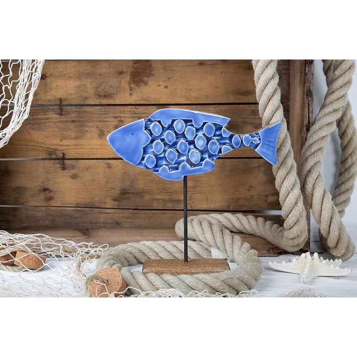 Maritime Deko Set 3 Figuren Segelschiff + Seestern + Fisch - Foto 3