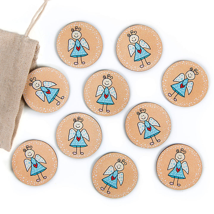 Logbuch-Verlag 24 Holz Klammern mit Sticker Heiliger Nikolaus - Geschenk Verzierung Nikolaussack Nikolausgeschenk
