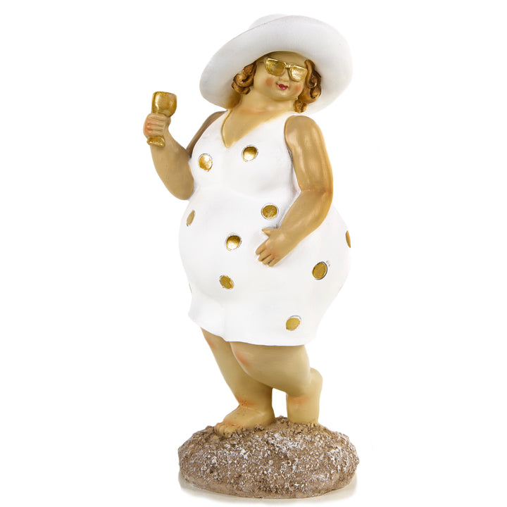 2 Rubensfrauen Gold weiß im Badeanzug - maritim Frauen Figuren 21 cm