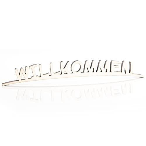 Schriftzug aus Holz "Willkommen" in 3D-Optik für Türkränze oder Bastelringe - Foto 1