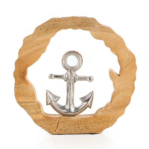 Anker Dekofigur Silber Metall braun als Maritime Deko 21 cm