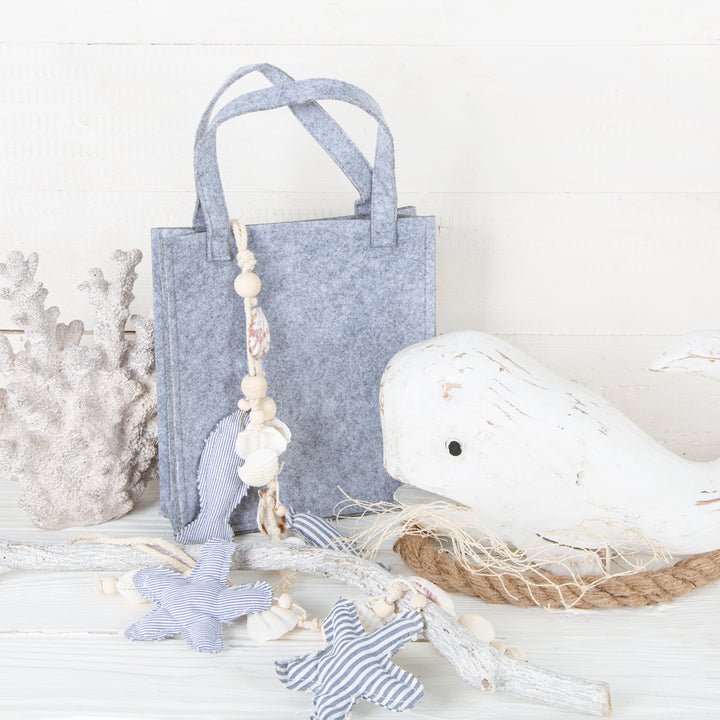 10 kleine Gastgeschenke blau mit Holzfisch & Karte