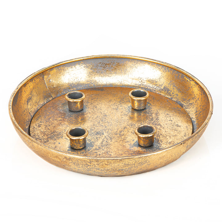 Edler Kerzenständer aus Metall mit Dekoschale Gold 33 cm