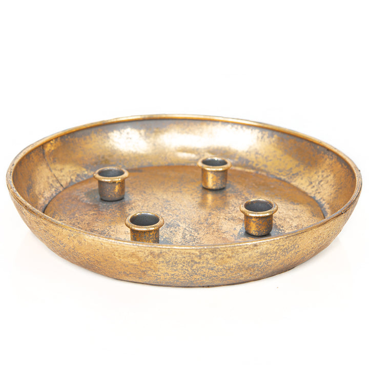 Edler Kerzenständer aus Metall mit Dekoschale Gold 33 cm
