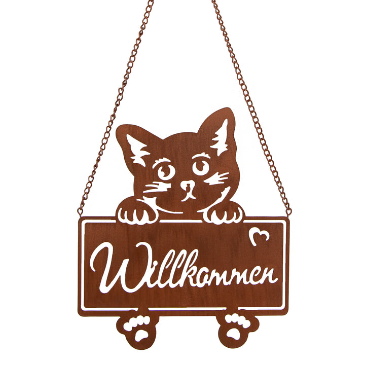 2 Deko Katzen beige braun aus Keramik Katzenfiguren liegend Geschenkidee 11 cm