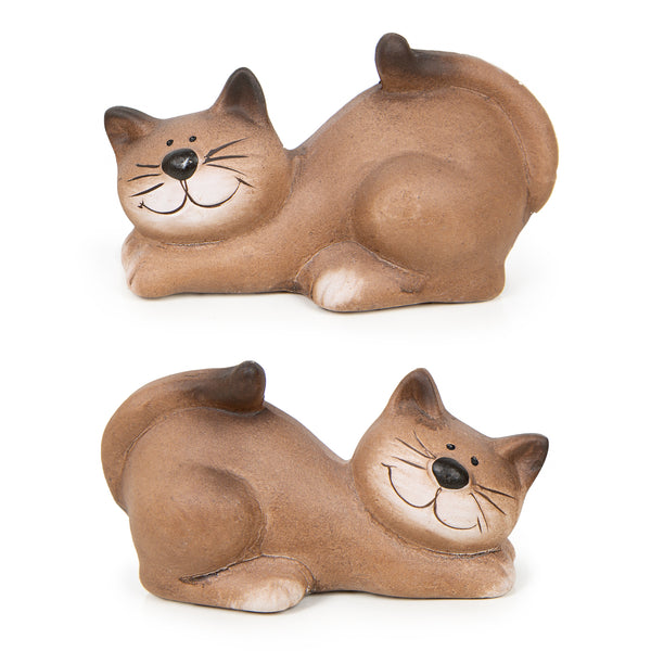 2 Hühner Deko Figuren Ostern Creme Gold gesprenkelt Terrakotta 16,5 cm