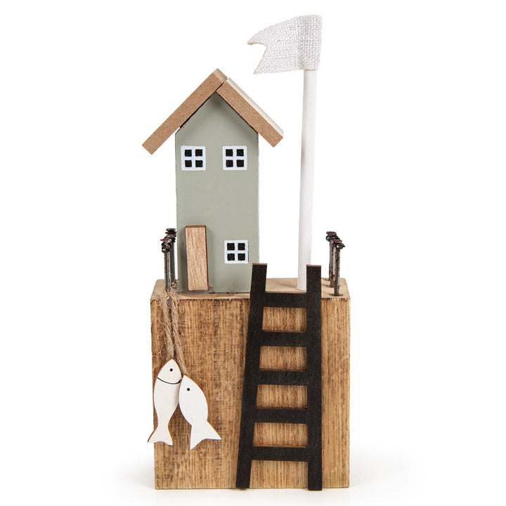 2 Segelschiffe Figuren auf Holzscheibe maritime Deko 14,5 cm