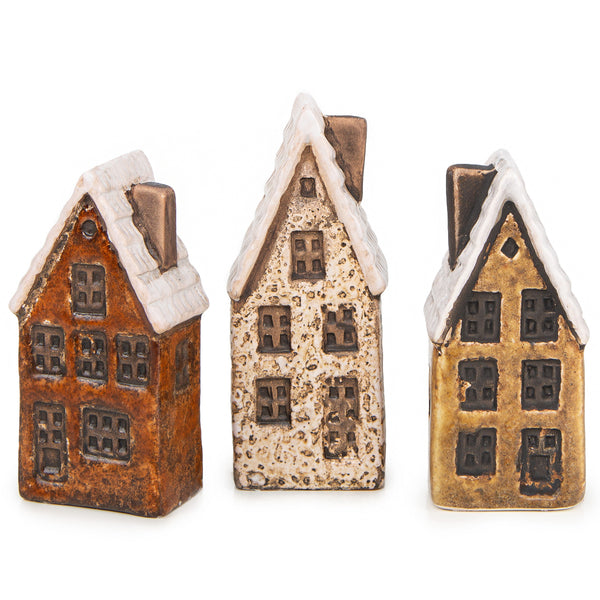Katzen Figuren Set aus Holz - braun weiß Katzenpaar 20 cm