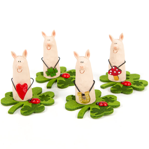 5 kleine Schutzengel Engel Figur rosa pink mit Herz