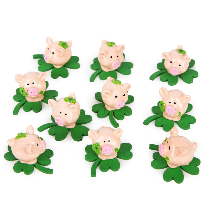 10 kleine Glücksschweinchen Figuren - Silvester 3,5 cm Glücksbringer rosa