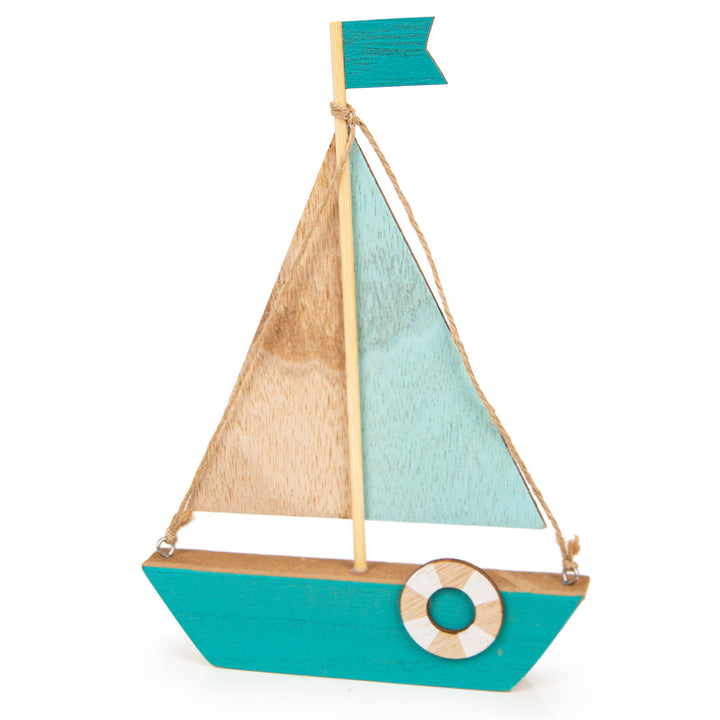 4 kleine Holzfische - Fischschwarm aus Holz 4 Farben weiß 9,5 cm