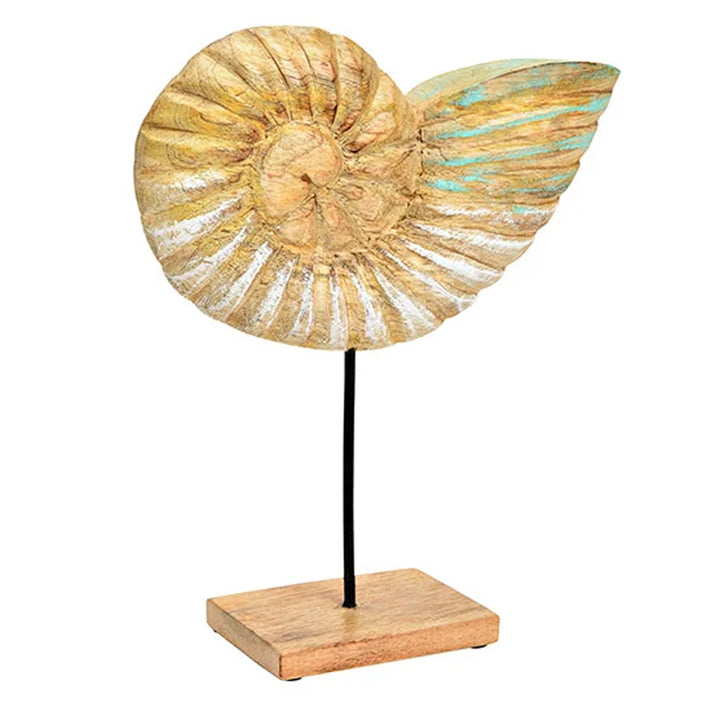 Große Holzfisch Figur zum Hinstellen 40 x 22 x 7 cm beige Mint türkis