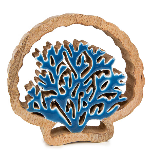 Logbuch-Verlag Blauer Seestern zum Hinstellen Holz Dekofigur maritim Badezimmer Sommer Deko 24 x 15 cm