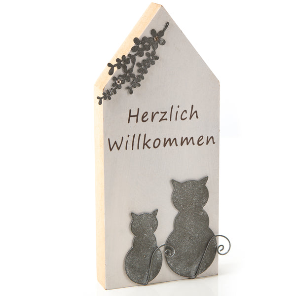 Logbuch-Verlag Katze aus Holz Dekofigur zum Hinstellen Geschenk Geburtstag Muttertag Dekokatze orange 19,5 x 12 cm