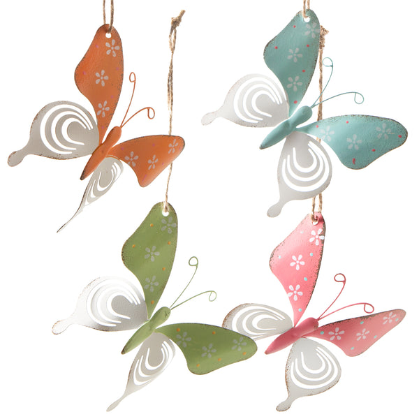 Logbuch-Verlag 6 Metallherzen mit bunten Blumen Hochzeit Frühling Deko zum Aufhängen Osteranhänger 7 x 6,5 cm