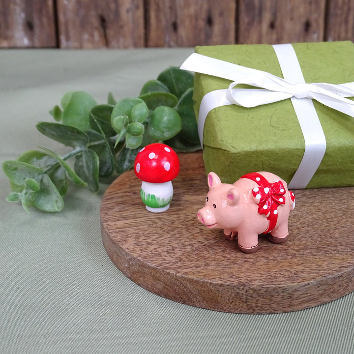 10 kleine Glücksschweinchen mit roter Schleife 3 cm - Foto 2