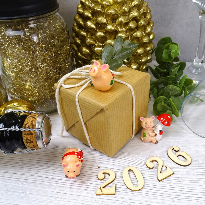 10 kleine Glücksschweinchen mit roter Schleife 3 cm - Foto 3