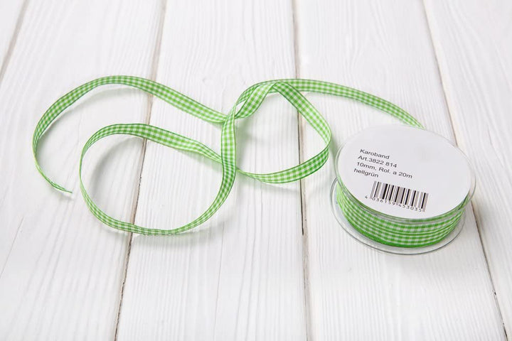 1 Rolle rot-weiß kariertes bayerisches Vichy Karo-Band Geschenkband Bastelband Dekoband Zierband 20 Metern - 6 mm! Bayern-Deko Karomuster Verpackung Geschenke Weihnachten weihnachtlich