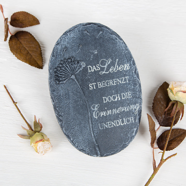 Kleine Grabdeko Feder mit Spruch "Du fehlst sehr" 14 x 3 cm