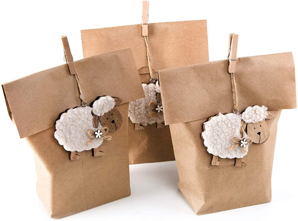 Logbuch-Verlag 10 natur Ostertüten braun weiß - Osterhasen Tüten als Osterverpackung für Ostergeschenk Osternest Hasentüten Ostern Verpackung