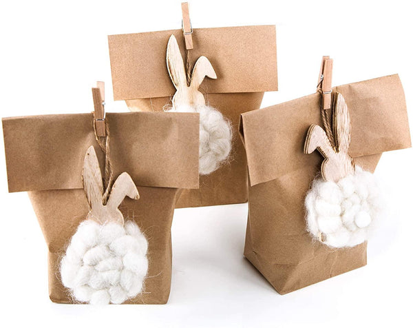 Logbuch-Verlag 10 Osterhasen Tüten gelb natur - Geschenkverpackung Ostern Ostergeschenk als Alternative zum Osternest Hasentüten für Kinder
