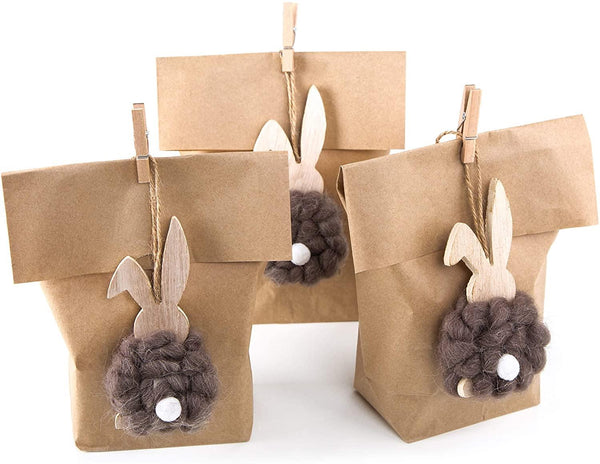 Logbuch-Verlag 10 Hasentüten aus Kraftpapier natur grün - Osternest Geschenktüten als Verpackung Ostergeschenk für Kinder Kollegen Kunden - DIY Ostertüte