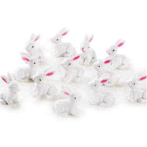 12 mini Osterhasen Figuren weiß pink 3 cm - Tischdeko Ostern - Foto 1