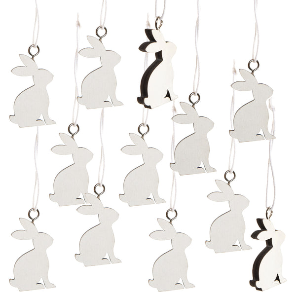 12 kleine Hasenanhänger 4 cm weiß Osterdeko Hasen Anhänger Ostern - Osterhasen Deko f. Osterstrauch Kinder Osternest - Foto 1