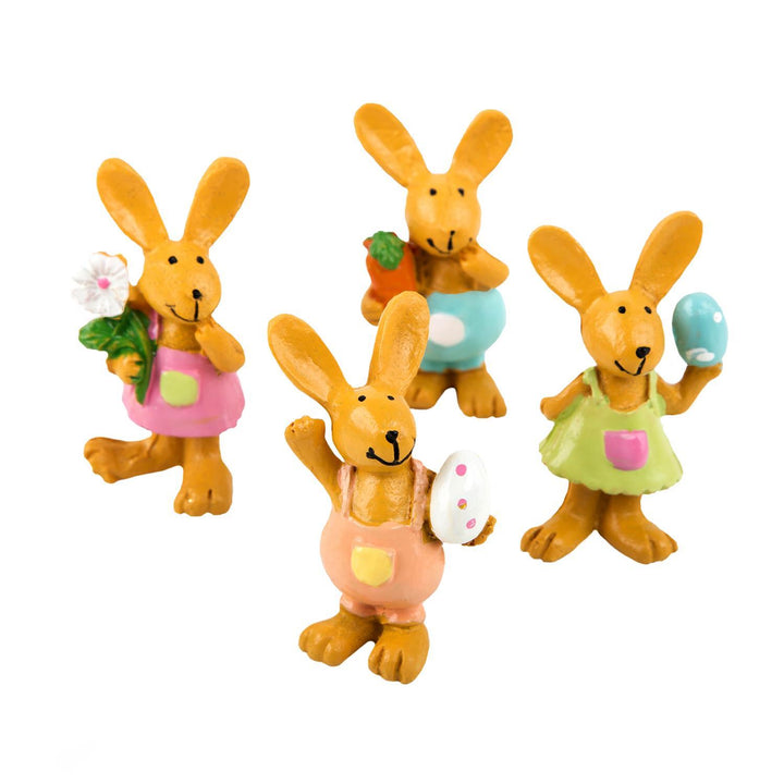 4 kleine Osterhasen Figuren braun bunt 5,5 cm - Foto 1