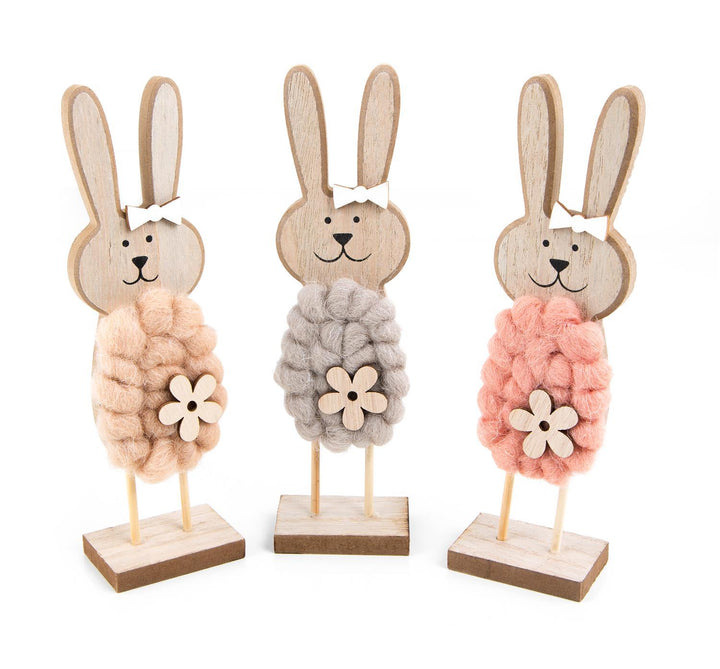 12 Stück kleine weiß GELBE Holz Osterhasen 6 cm zum Aufhängen - Holzhasen Osterdekoration Osterhänger als Geschenkanhänger give-away - Oster Dekoration zum Hängen oder Osternest verzieren