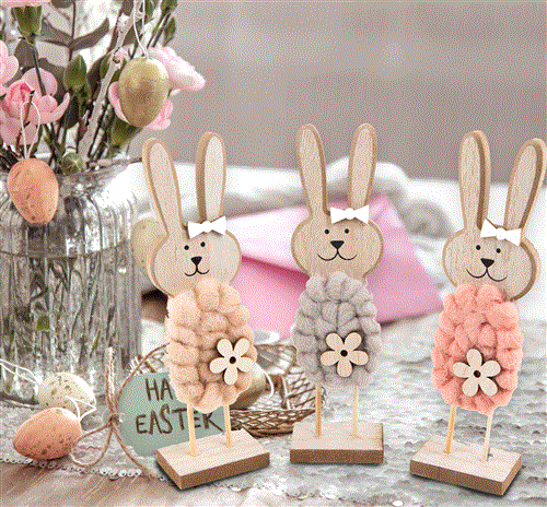 12 Stück kleine weiß GELBE Holz Osterhasen 6 cm zum Aufhängen - Holzhasen Osterdekoration Osterhänger als Geschenkanhänger give-away - Oster Dekoration zum Hängen oder Osternest verzieren