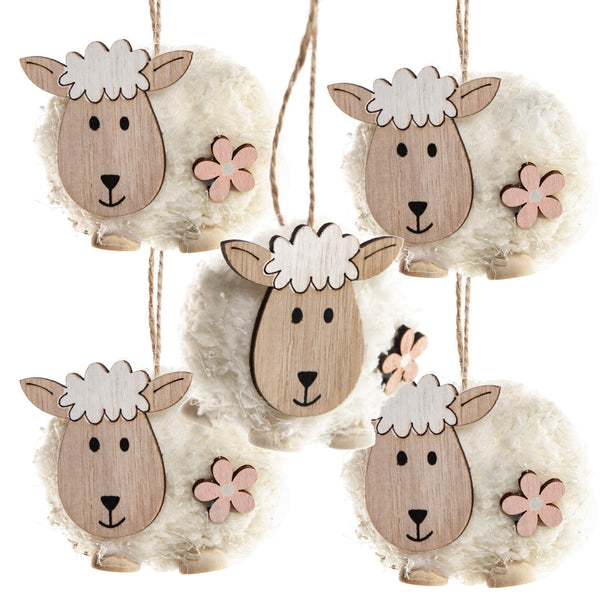 Logbuch-Verlag 5 kleine Schafe Anhänger weiß Osterdeko 6 cm - Foto 1