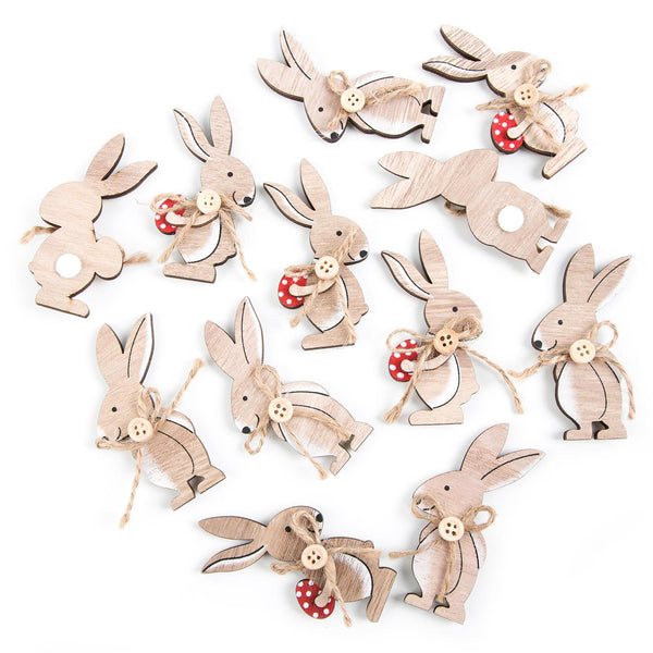 12 kleine Mini Hasen Streuteile Streudeko zu Ostern mit Klebepunkt zum Streuen oder Aufkleben Osterhase mit Osterei 8,5 cm - Foto 1