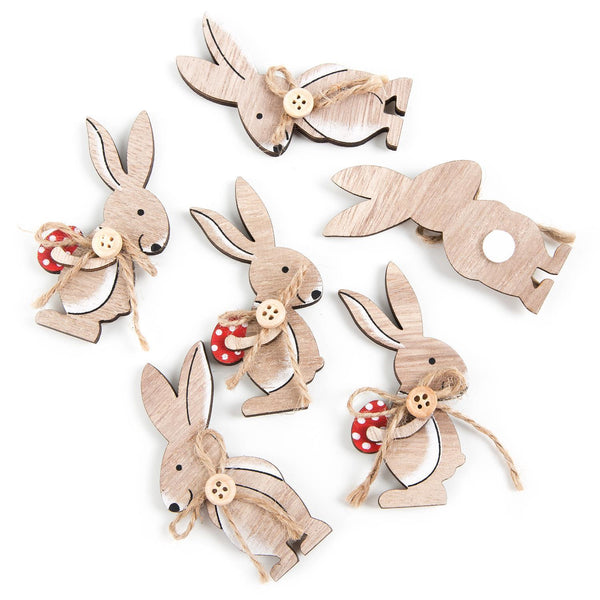6 kleine Osterhasen aus Holz Osterdeko zum Basteln 8,5 cm - Foto 1